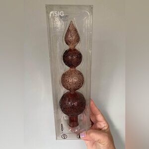 Vintage 2007 Ikea Isig Christmas Tree Topper brown spire finial holiday glass